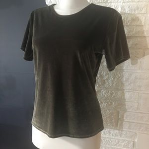 Vintage Gemilli Short Sleeve Crew Neck Velvet Top